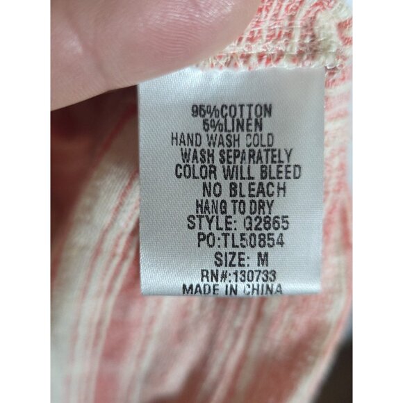 Umgee Linen Blend Dress BoHo Hippy Cottagecore Beachy V-Neck Size Medium - Picture 2 of 4